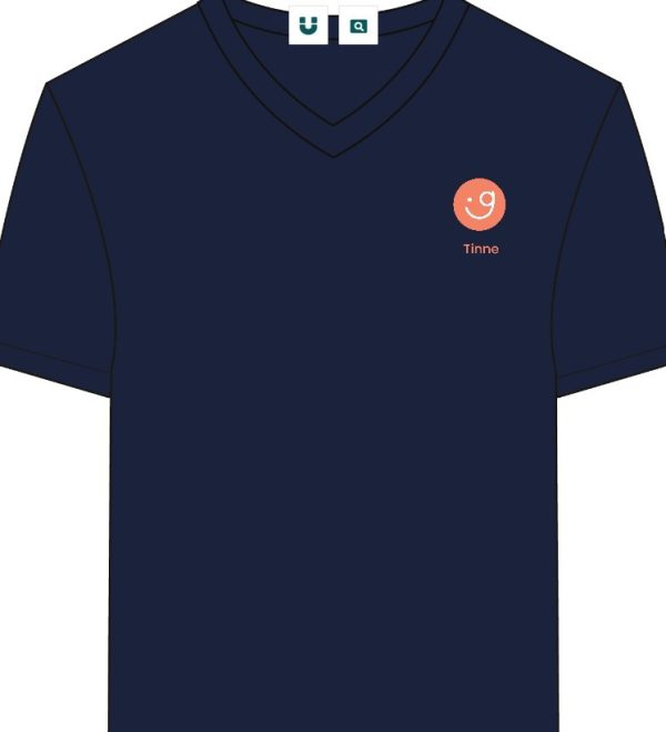v-hals t-shirt 100 % biologisch katoen navy