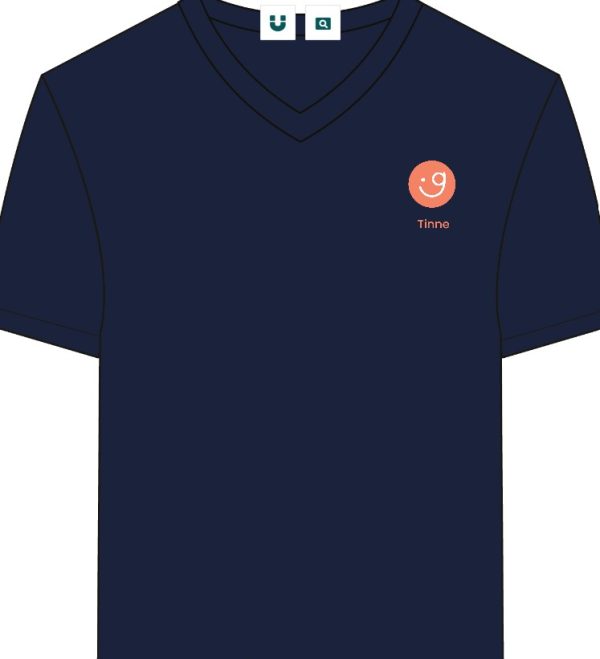 v-hals t-shirt 100 % biologisch katoen navy - Afbeelding 2
